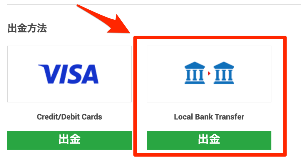 ②:「Local Bank Transfer」をチェック